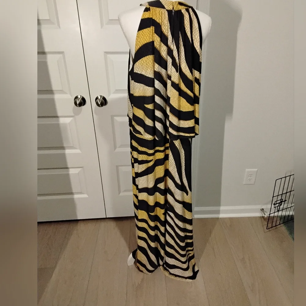 Chico's Black and Tan Reptile Print Halter Dress - Picture 3 of 3